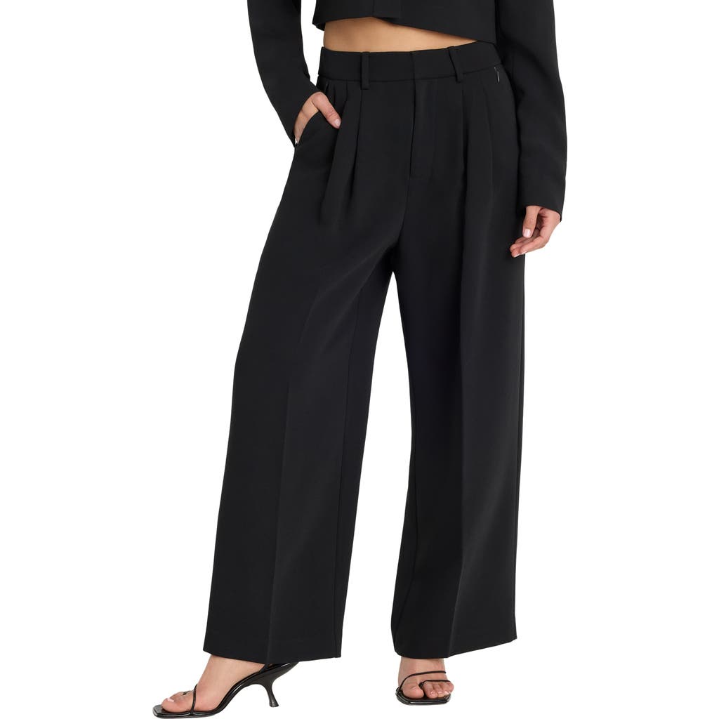 Good American Luxe High Waist Ankle Wide Leg Trousers In Black