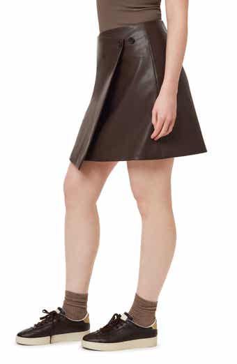 Faux Leather Wrap Miniskirt