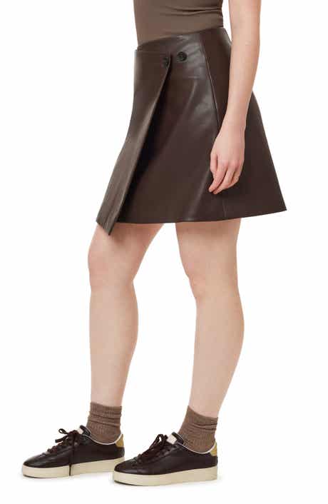 Faux Leather Wrap Miniskirt