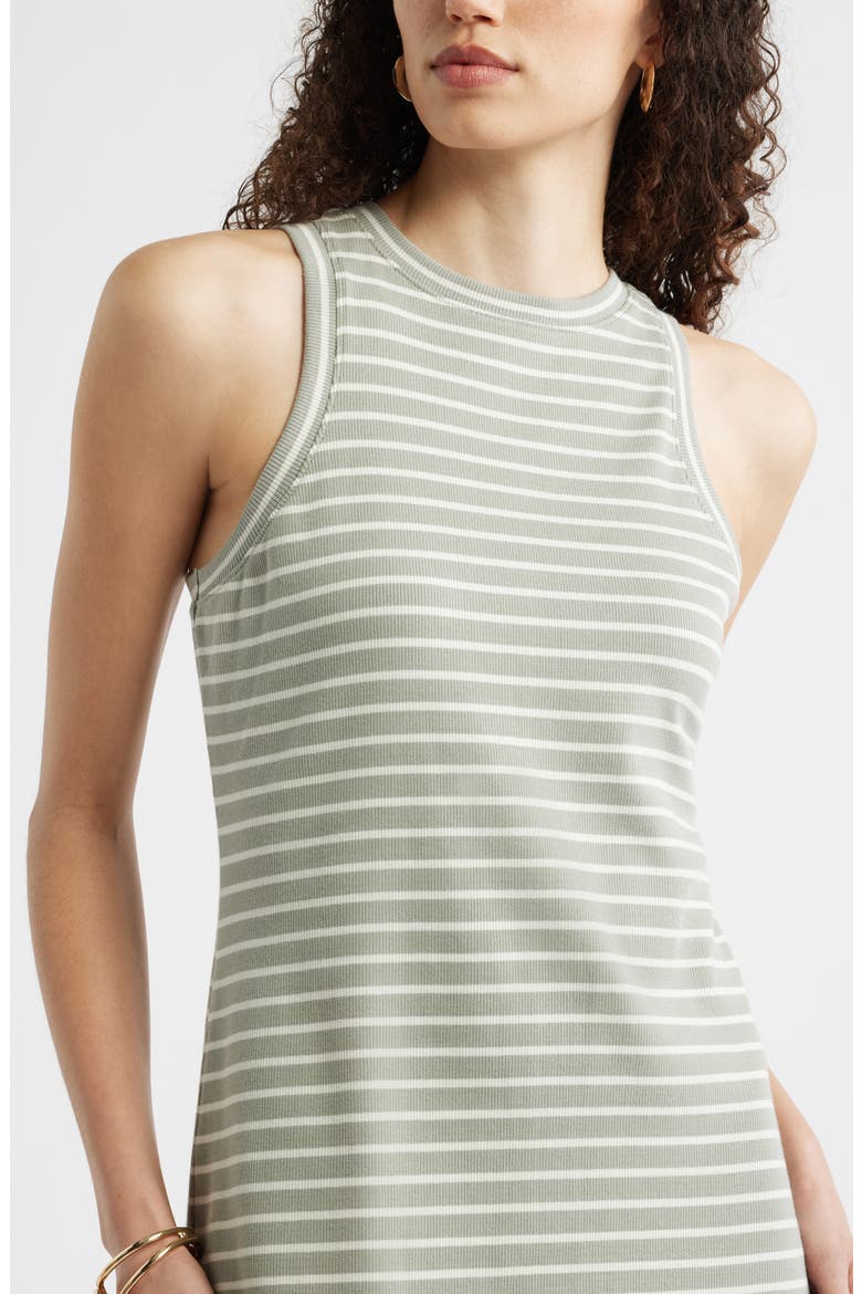 Stretch Cotton Microrib Tank Dress, Alternate, color, GREEN- IVORY RITA STRIPE