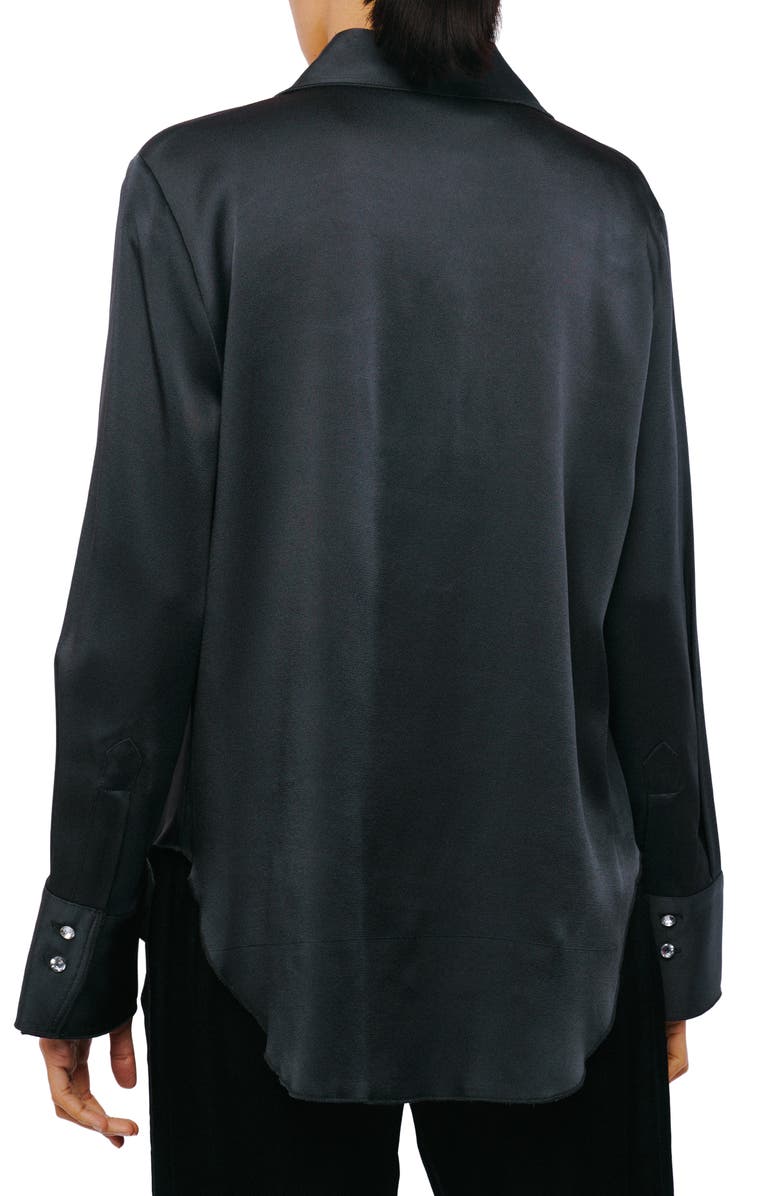CIEBON Sabrina Satin Button-Up Shirt, Alternate, color, Charcoal