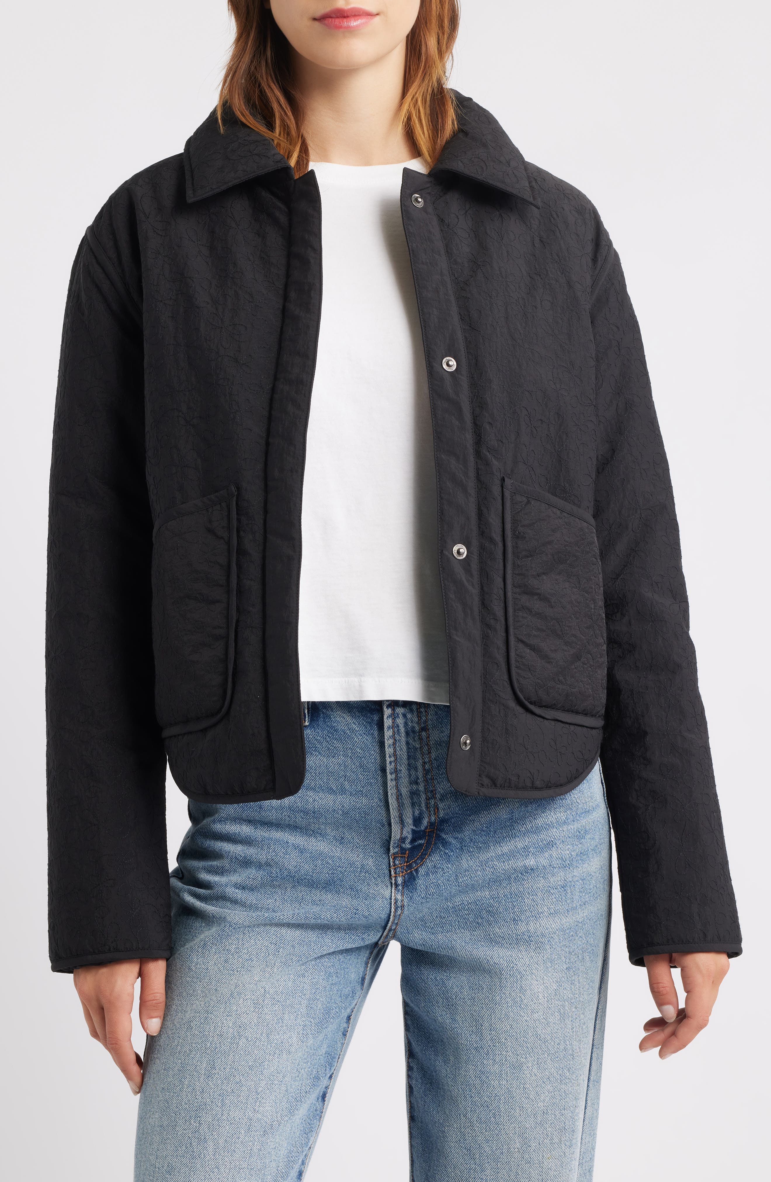 Thread & Supply Floral Puffer Shirt Jacket