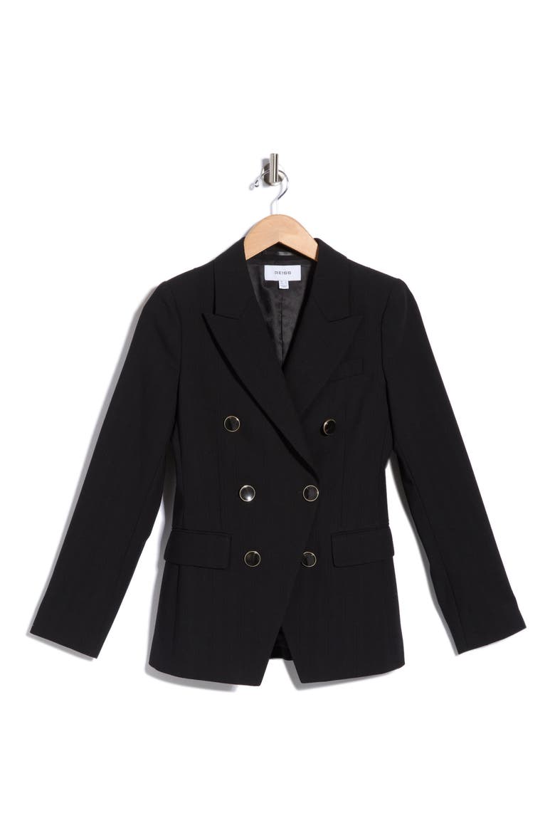 Lia Double Breasted Blazer, Alternate, color, BLACK