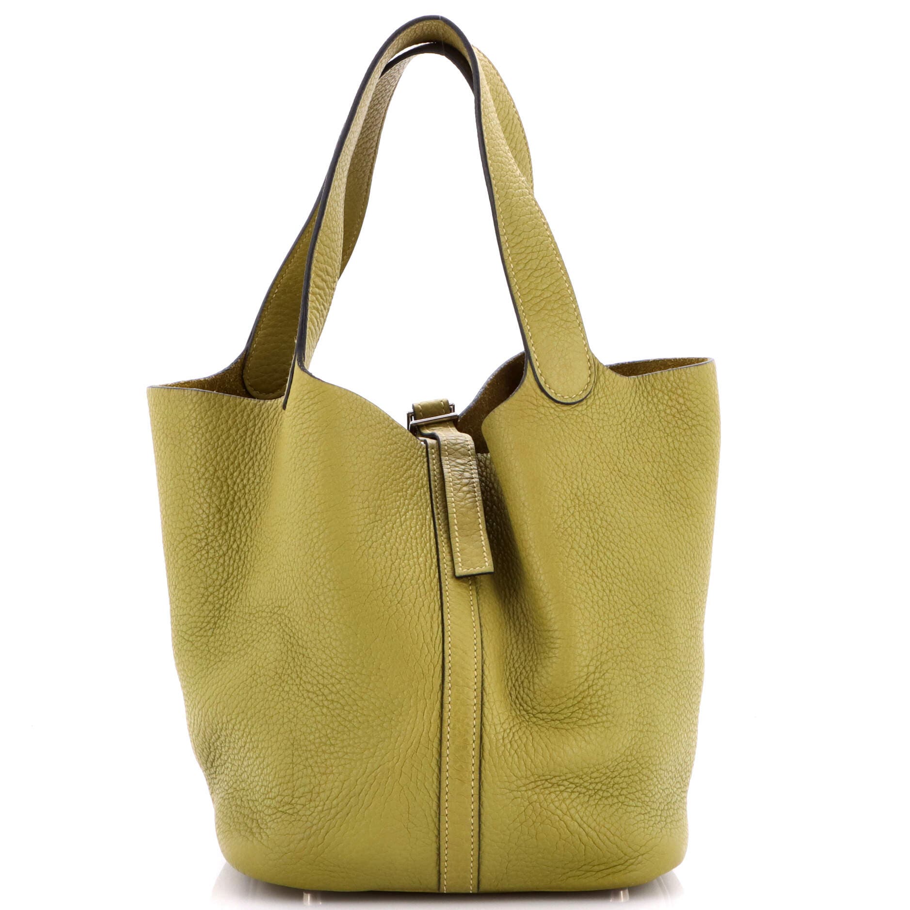 Pre-Owned Hermes Picotin Lock Bag Clemence MM, Main, color, Vert Chartreuse