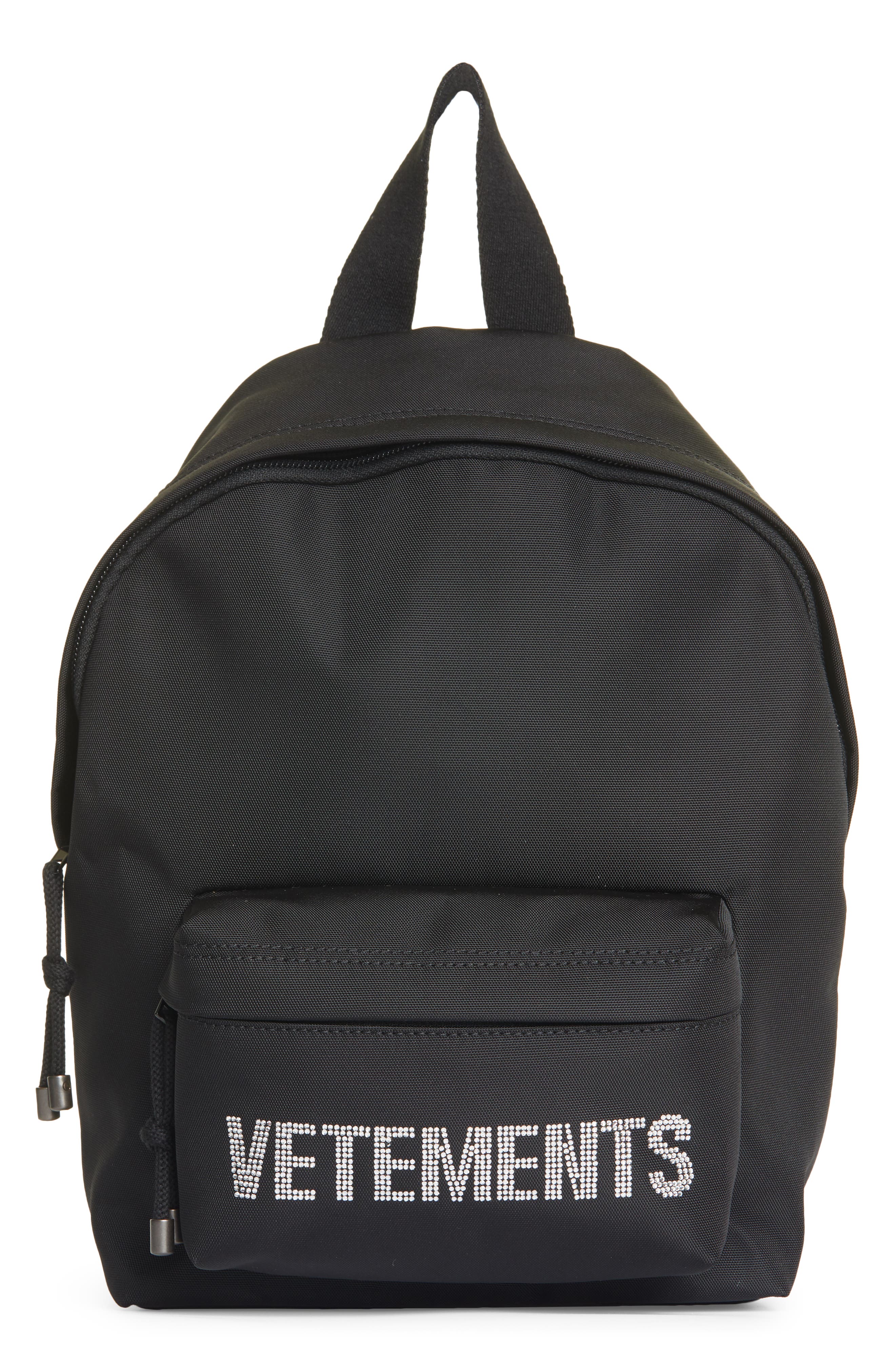 VETEMENTS Logo Crystal Embellished Backpack, Main, color, 
