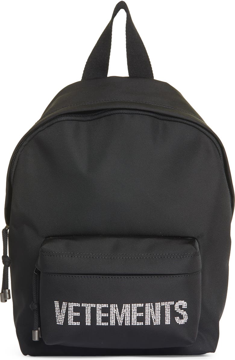 VETEMENTS Logo Crystal Embellished Backpack, Main, color,