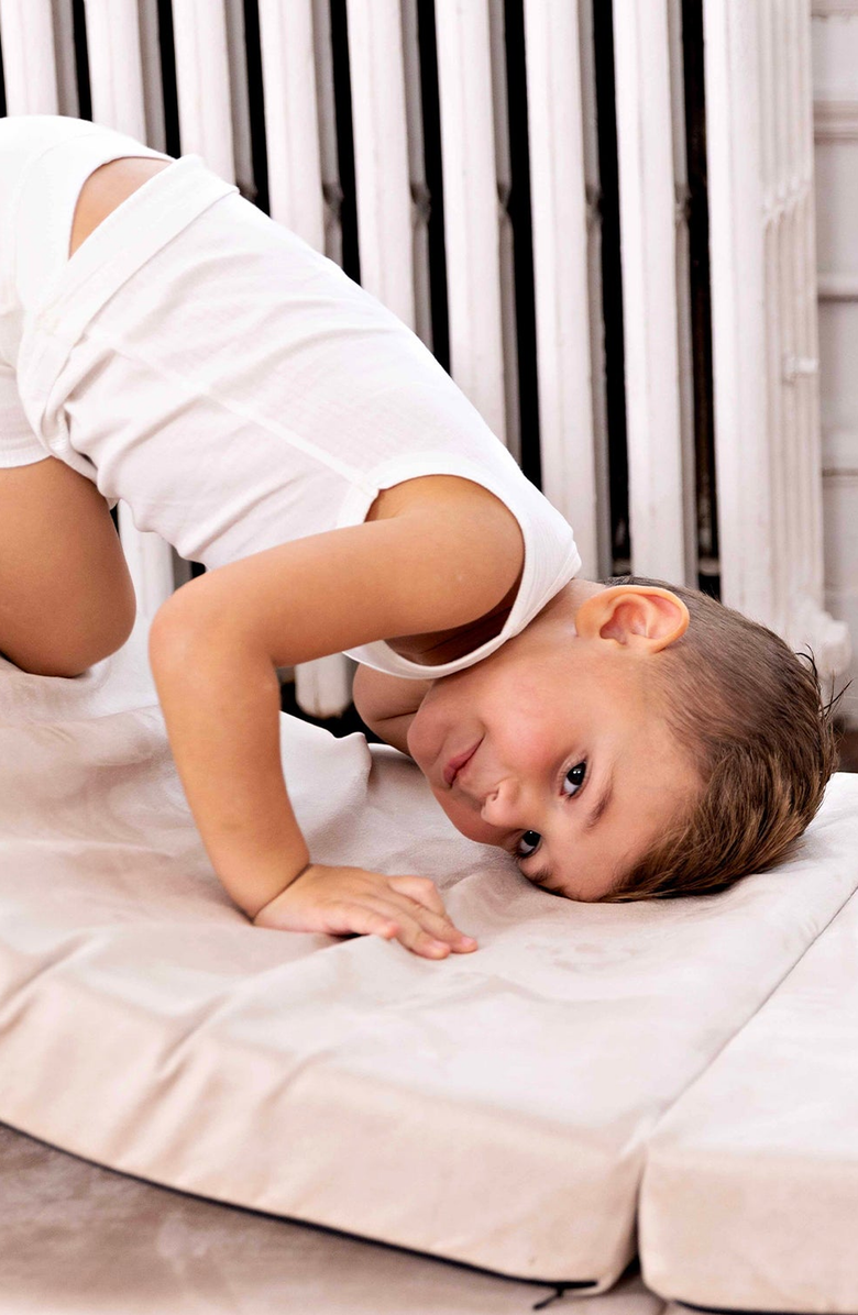 NoggiWear Ribbed Loungewear Set, Alternate, color, Taupe / Off-White