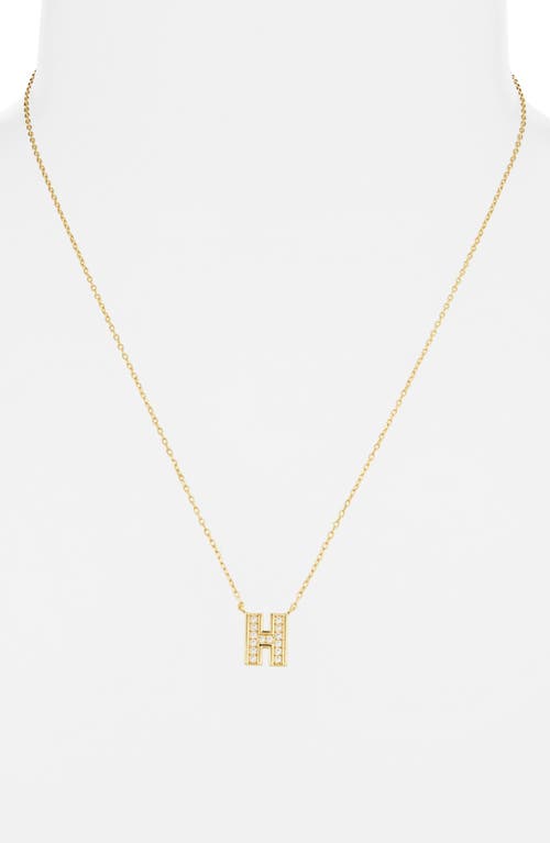 Argento Vivo Sterling Silver Cubic Zirconia Initial Pendant Necklace In Gold