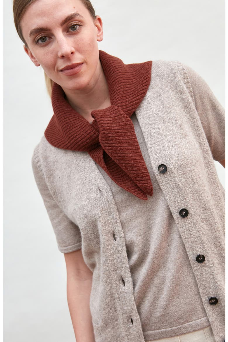 Lambswool Ribbed Triangle Scarf, Main, color, Sienna