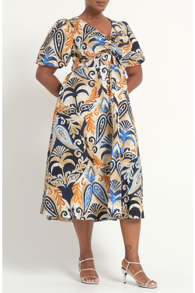 Sora Bay Knot Midi Dress, Alternate, color, COASTAL PALM