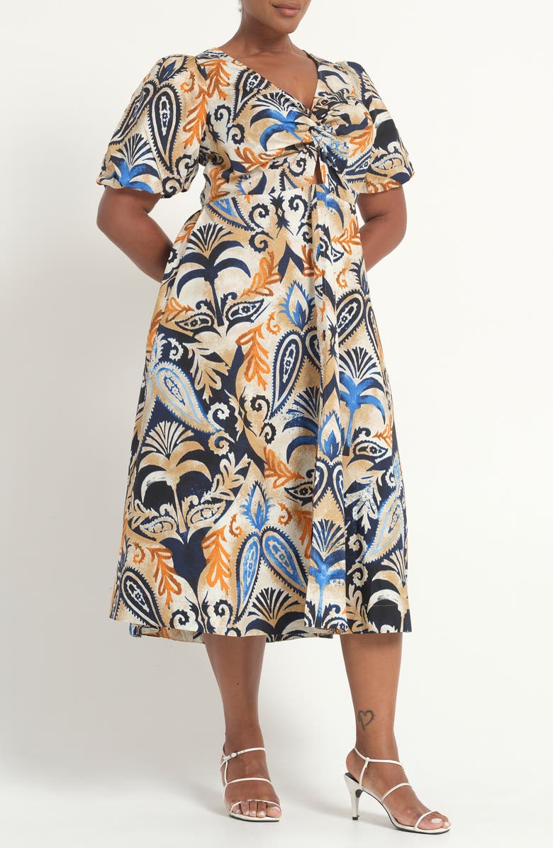 Estelle Sora Bay Knot Midi Dress, Alternate, color, Coastal Palm