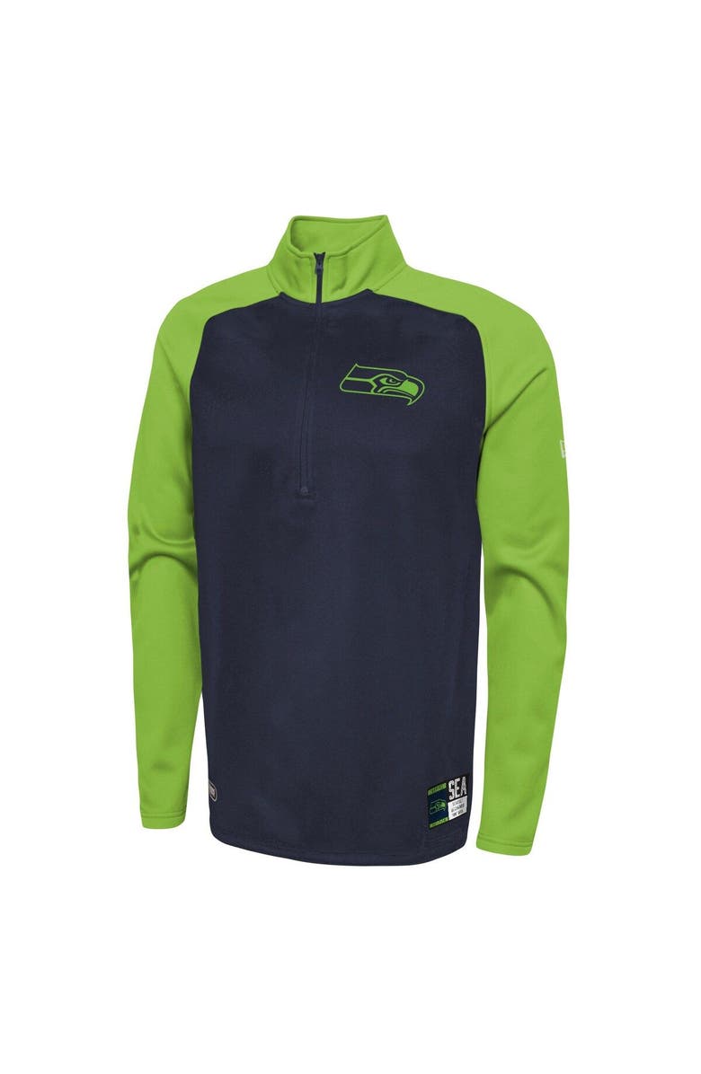 New Era Men's New Era Navy Seattle Seahawks Combine Authentic O-Line Raglan Half-Zip Jacket, Alternate, color, 