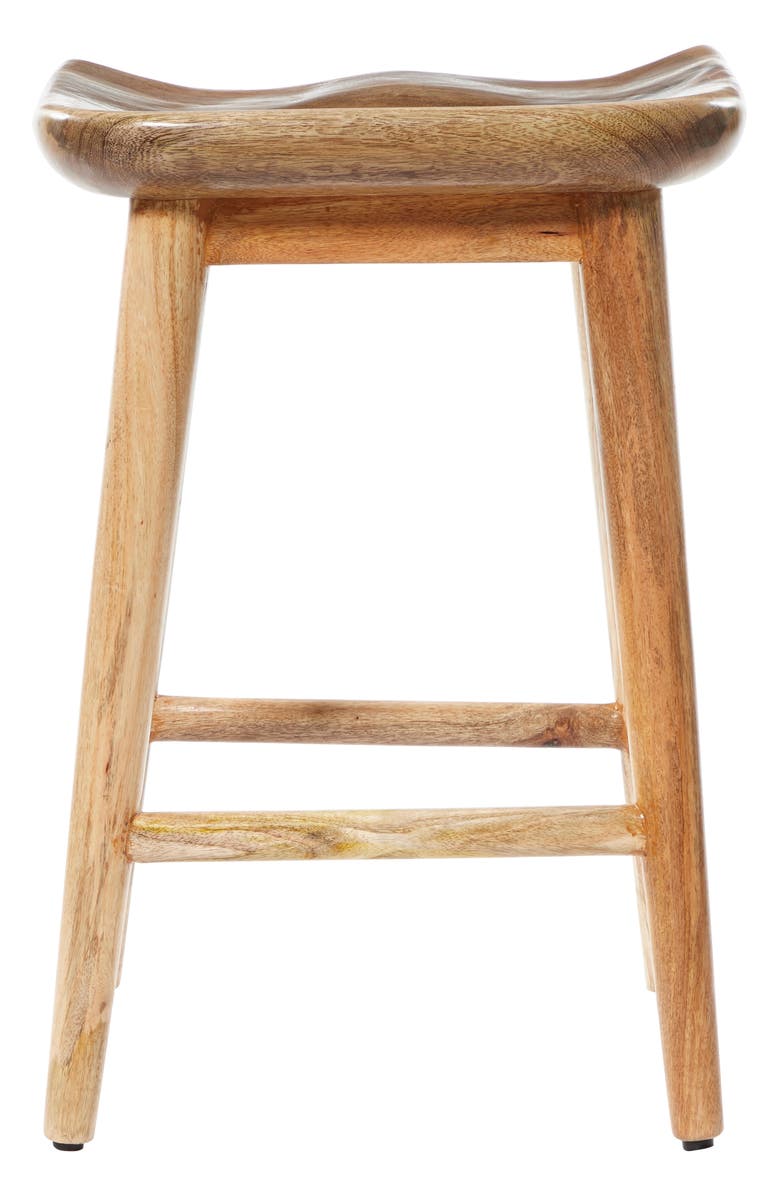 GINGER BIRCH STUDIO Brown Wood Counter Stool with Footrest, Alternate, color, 