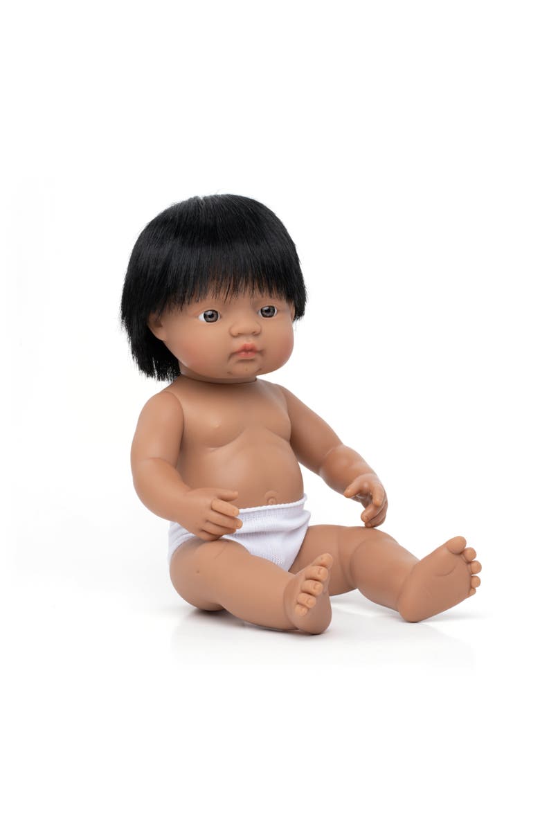 Miniland Baby Doll with Hair - 15", Main, color, Brown