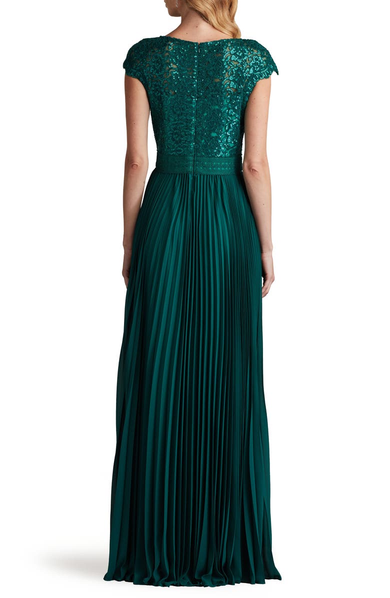 Tadashi Shoji Sequin Lace Cap Sleeve Gown, Alternate, color, 