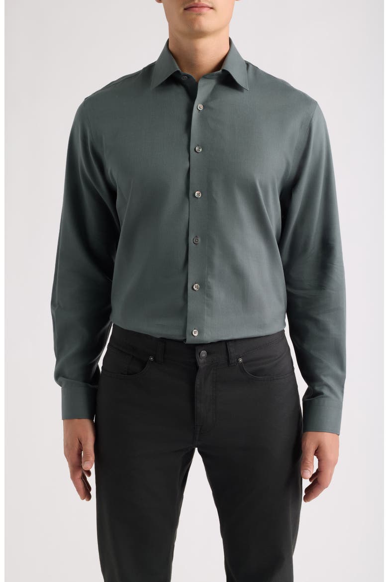 Cotton Blend Flannel Shirt, Main, color, GREEN URBAN