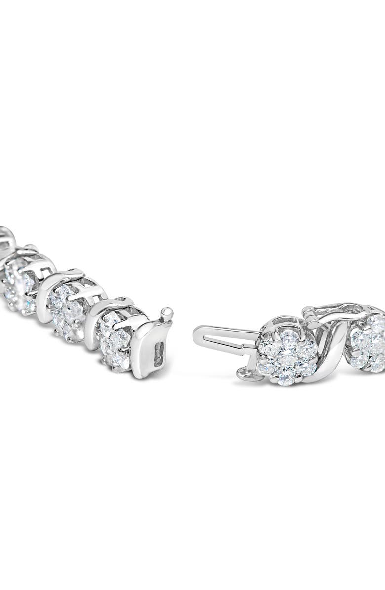 Haus of Brilliance 14K White Gold 7 3/8 Cttw Diamond Floral Cluster S Link Bracelet, Alternate, color, White