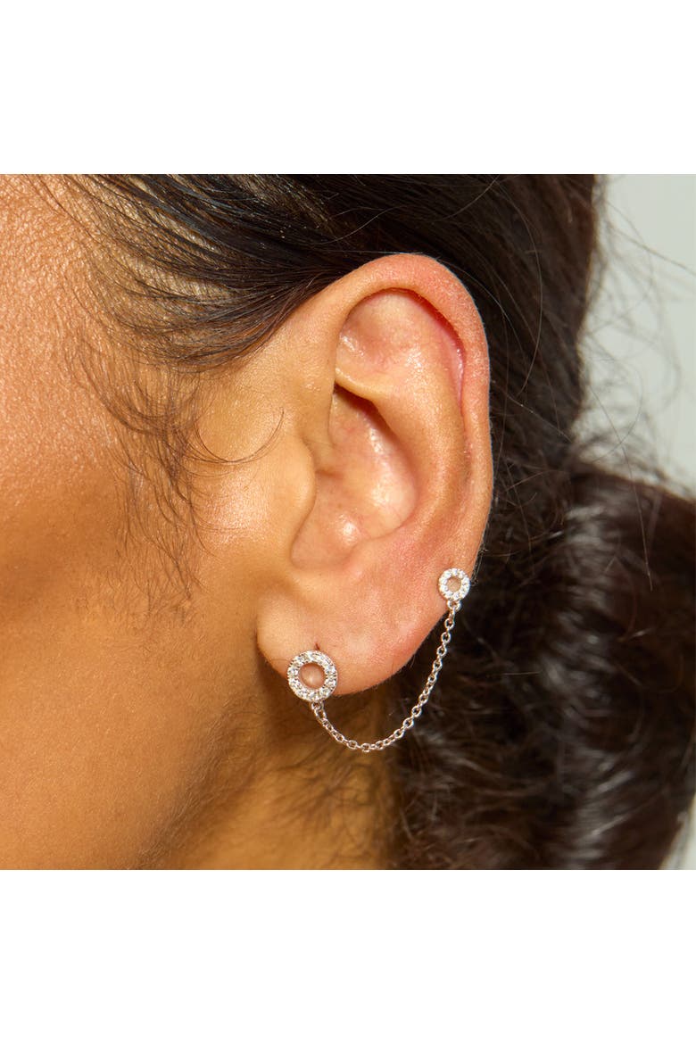 Halo Double Post Earring, Alternate, color, Sterling Silver