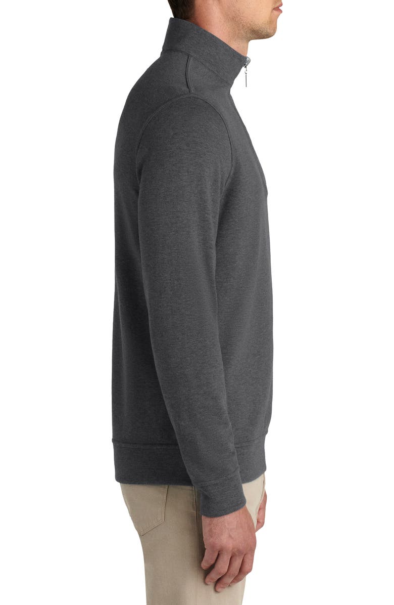 Bugatchi Reversible Quarter Zip Cotton Blend Pullover, Alternate, color, Cement