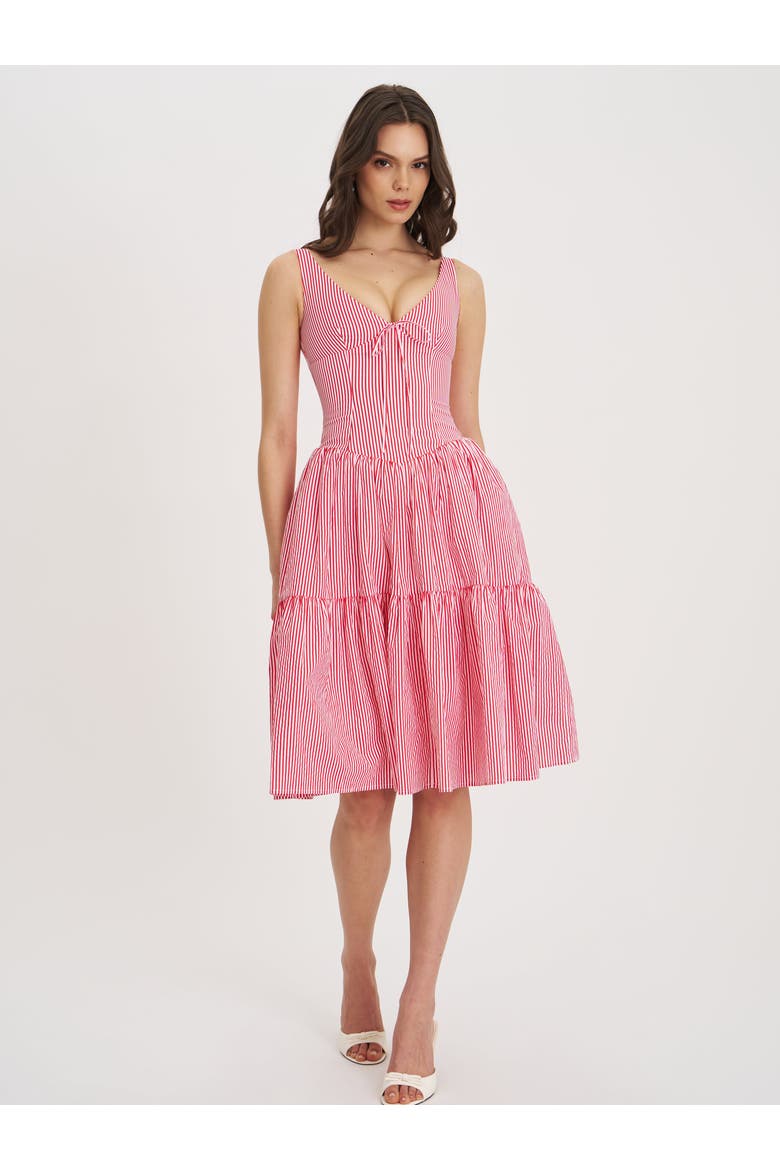 Oceana Stripe Drop Waist Midi Dress, Alternate, color, Red and white candy stripe