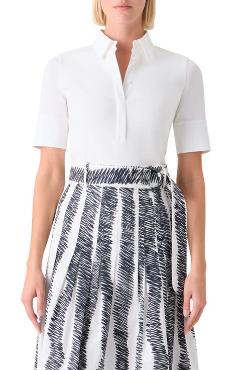 Mixed Media Stretch Cotton Polo Shirt