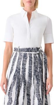 Akris punto Mixed Media Stretch Cotton Polo Shirt