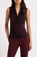 Anne Klein Print Faux Wrap Sleeveless Top