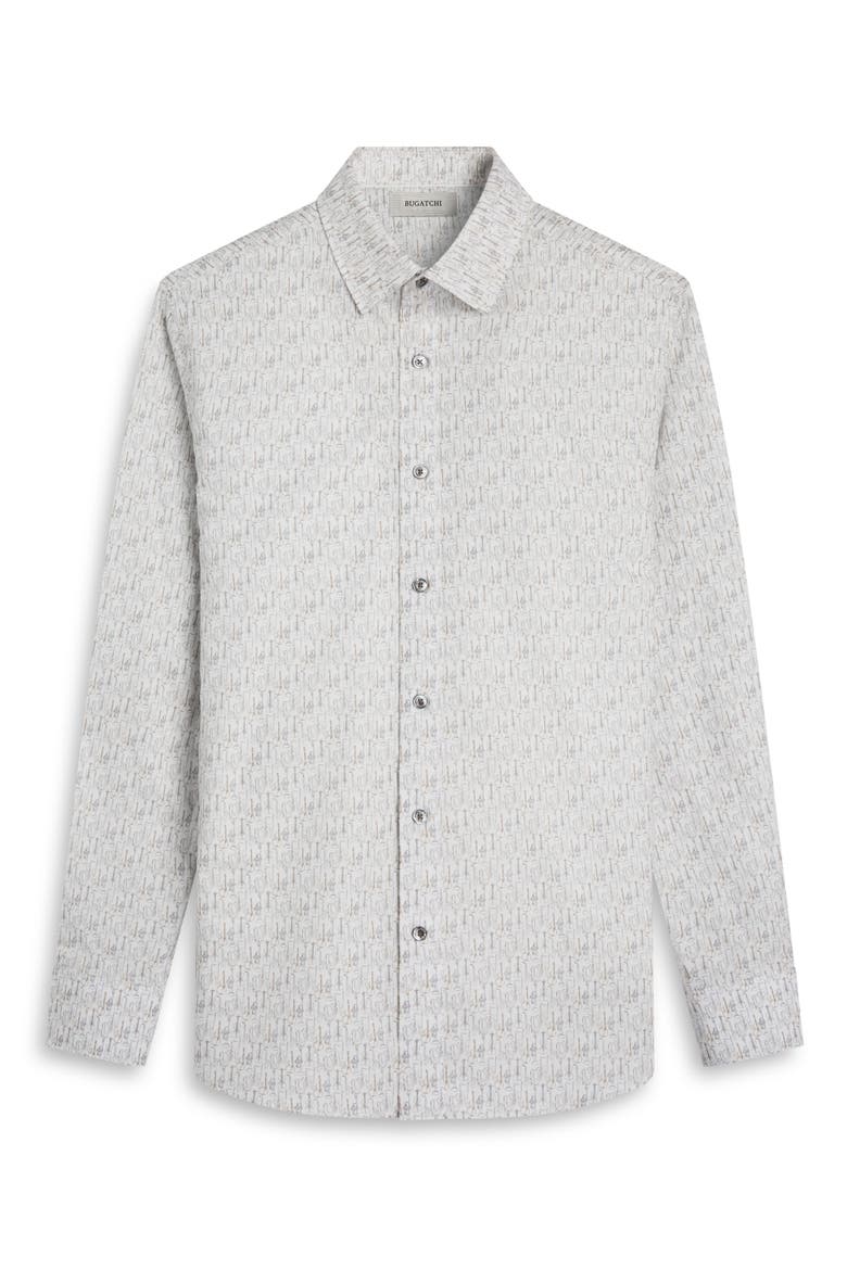 Julian Shaped Fit Musical Instrument Print Button-Up Shirt, Alternate, color, CHALK