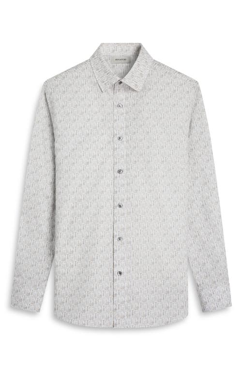 Bugatchi Julian Shaped Fit Musical Instrument Print Button-up Shirt In Gray
