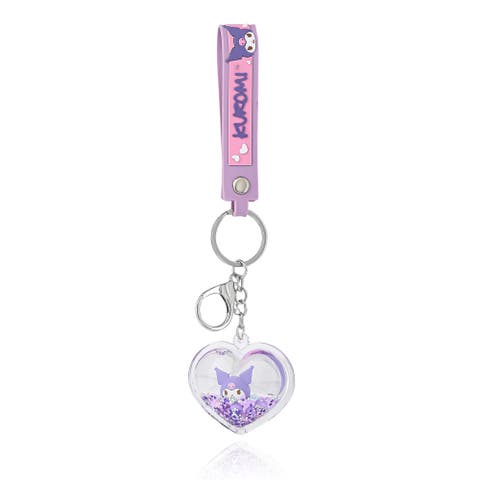 Kuromi Purple Heart Liquid Keychain