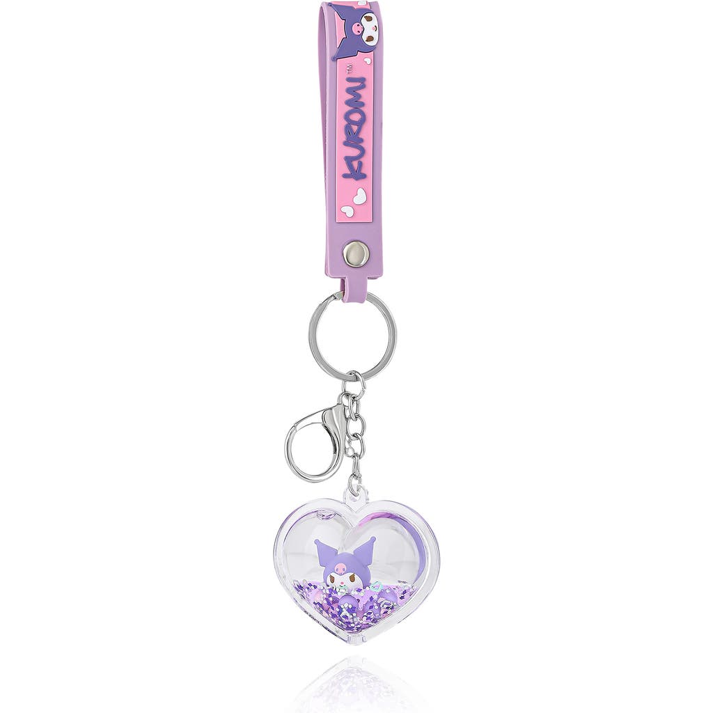 Hello Kitty Kuromi Purple Heart Liquid Keychain In Purple