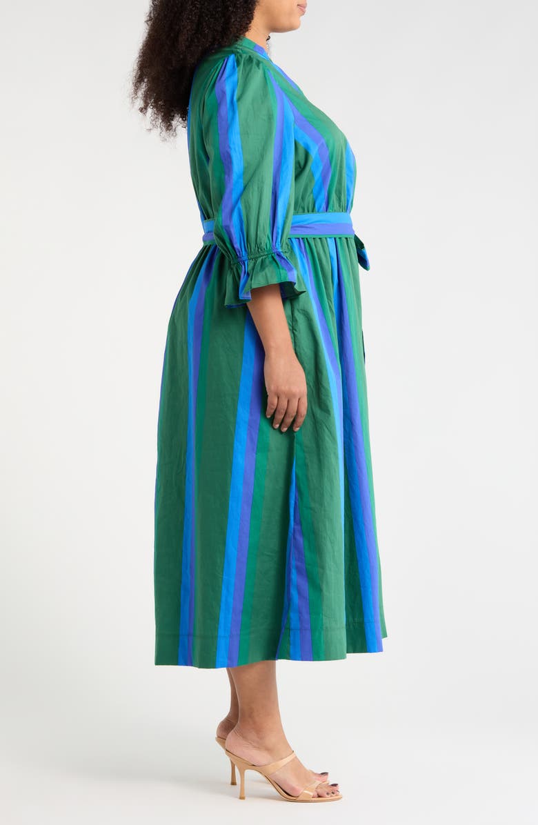 SUGARLIPS Dolary Stripe Sena Shirtdress, Alternate, color, Emerald-Blues