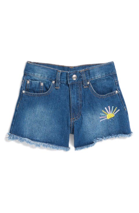 Kids' Embroidered Fringe Denim Shorts (Big Kid)