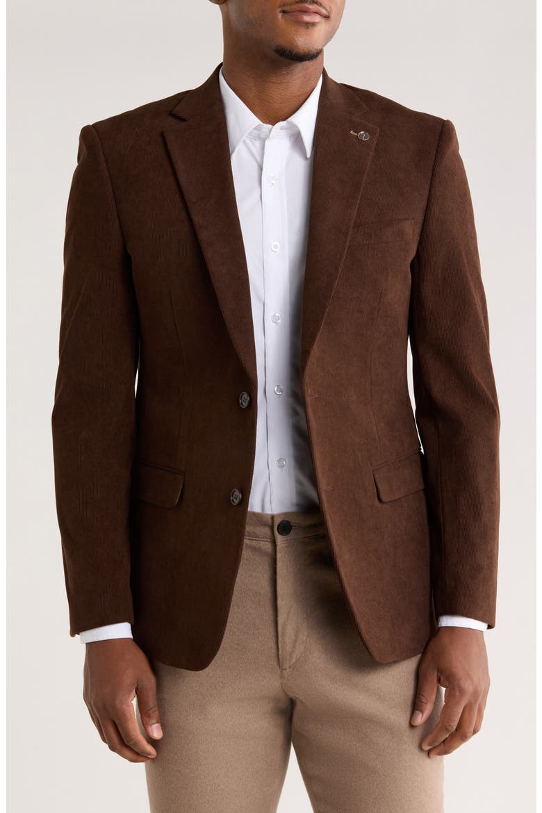 Corduroy Two-Button Sport Coat, Main, color, BROWN