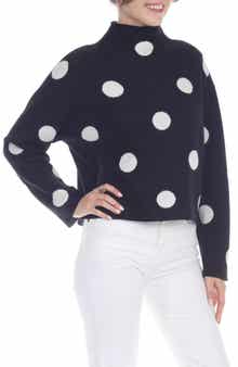 RAIN AND ROSE Polka Dot Funnel Neck Sweater