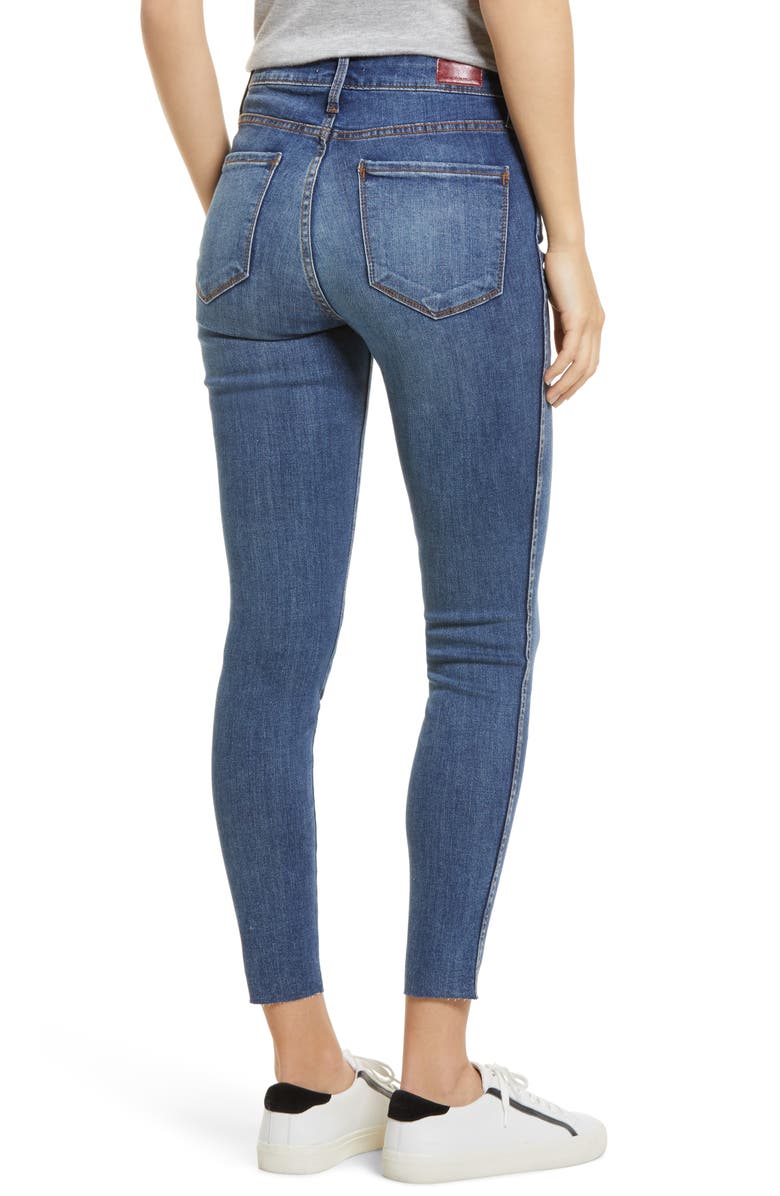 Whetherly Cooper High Waist Raw Hem Skinny Jeans, Alternate, color, Medium Brooklyn