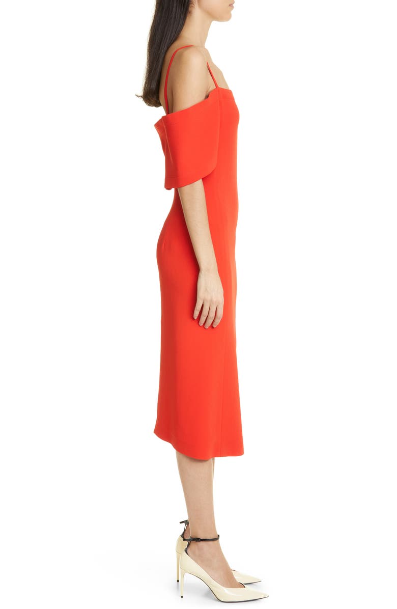 Victoria Beckham Cold Shoulder Bandeau Fluid Cady Midi Dress, Alternate, color, 