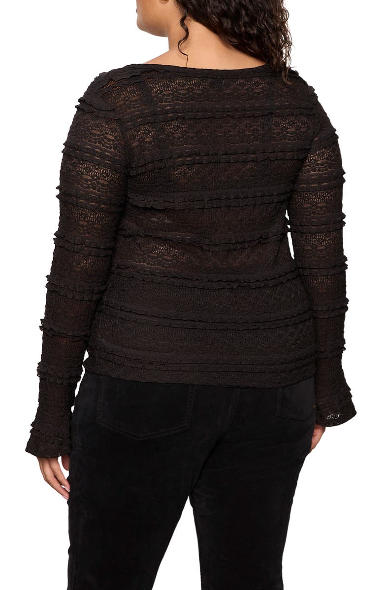 Sanctuary Lovely Lace Long Sleeve Shirt, Alternate, color, Black