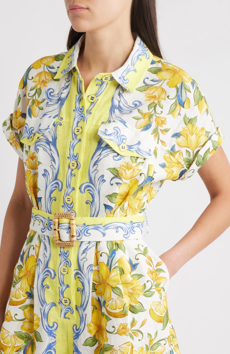 FARM Rio Sicily Linen Romper, Alternate, color, Off-White