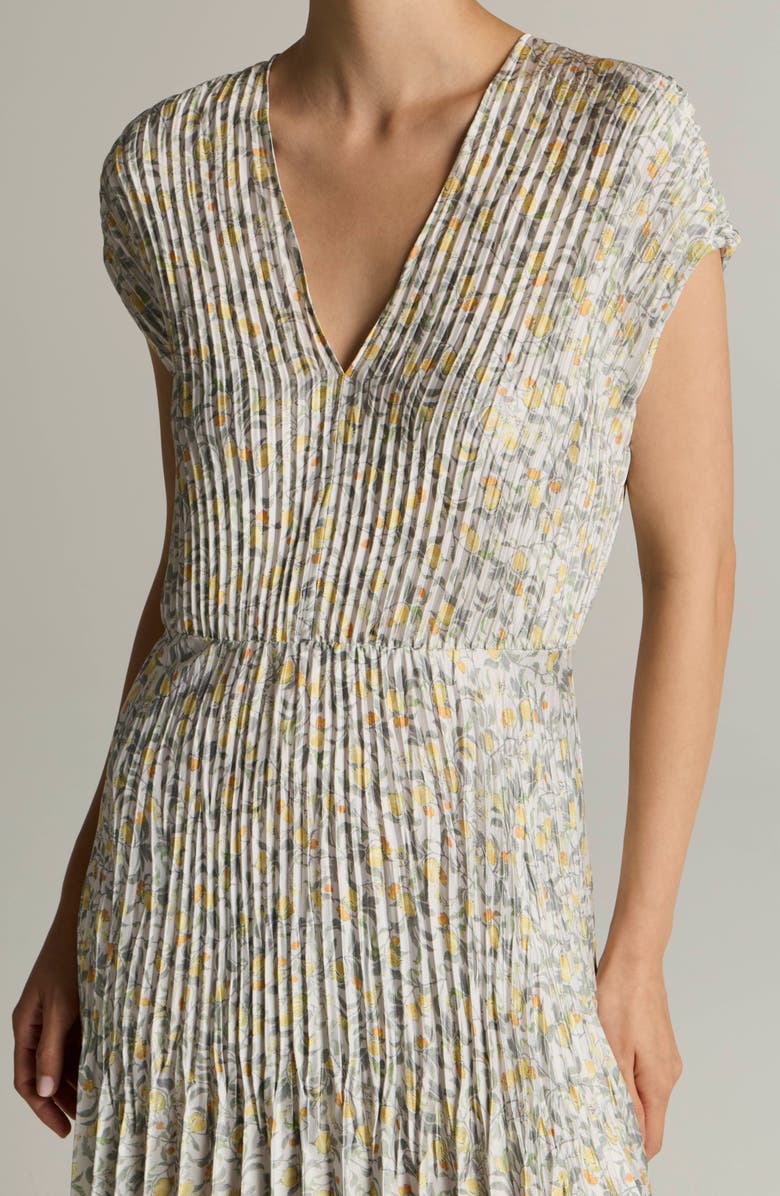 Vince Citrine Bloom Pleated Maxi Dress, Alternate, color, Off White/Sun