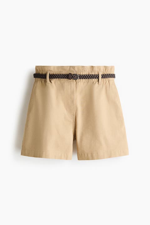 Belted Twill Shorts