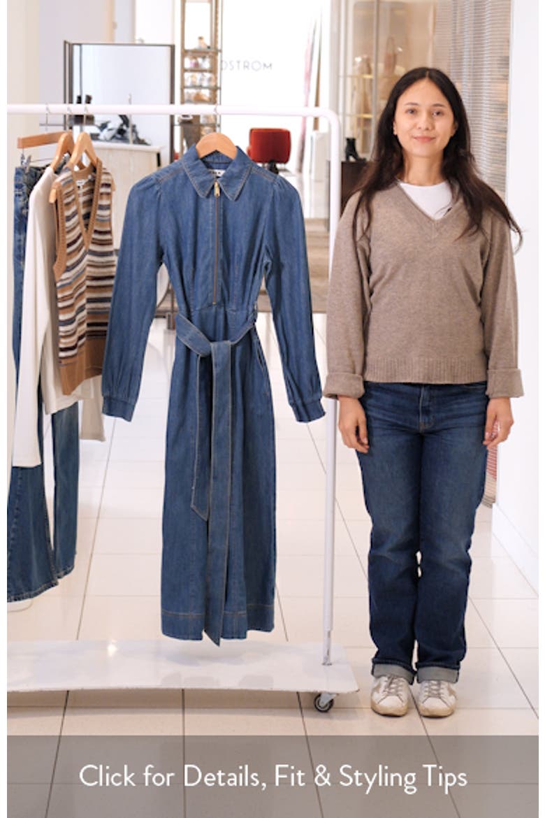 Front Zip Long Sleeve Denim Maxi Dress video