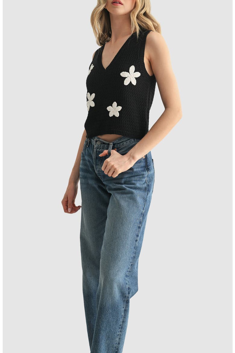 Floral Crochet Tank, Alternate, color, BLACK