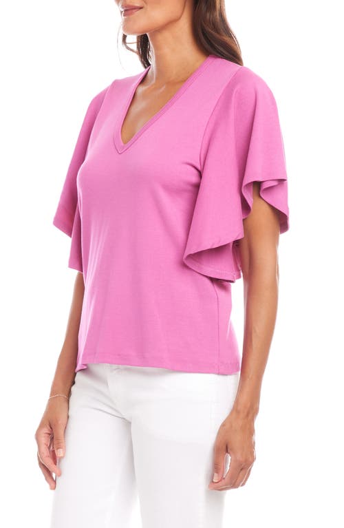 Karen Kane Flutter Sleeve Knit Top In Tulip