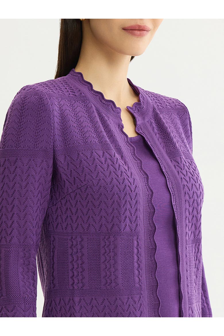 Heritage Scallop Trim Tonal Knit Jacket, Alternate, color, Fresh Purple