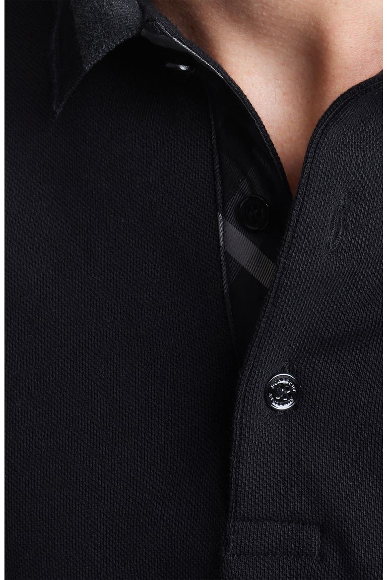 London 'Adler' Check Placket Cotton Polo, Alternate, color, BLACK