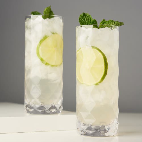 Viski Gem Crystal Highball Glasses Set Of 2 In Clear