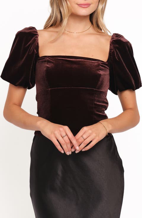 Elyria Velvet Puff Sleeve Top