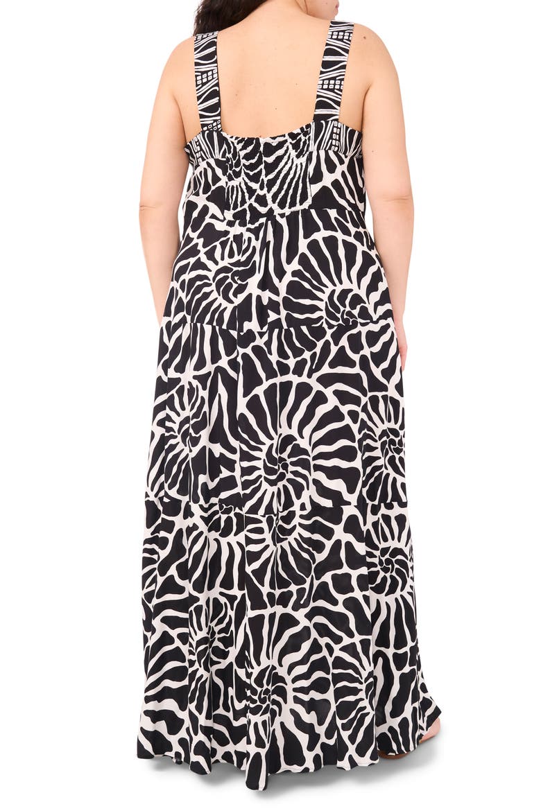 Print Square Neck Sleeveless Maxi Dress, Alternate, color, RICH BLACK