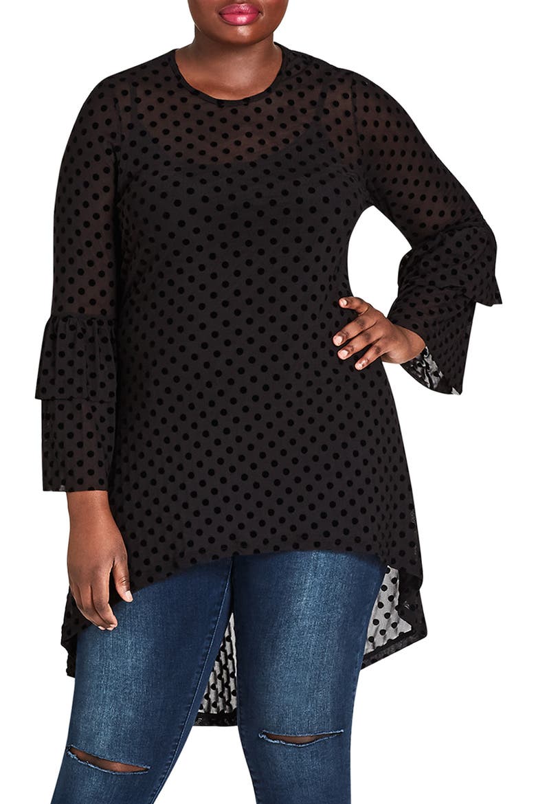 Mesh Romance Tunic, Main, color, BLACK